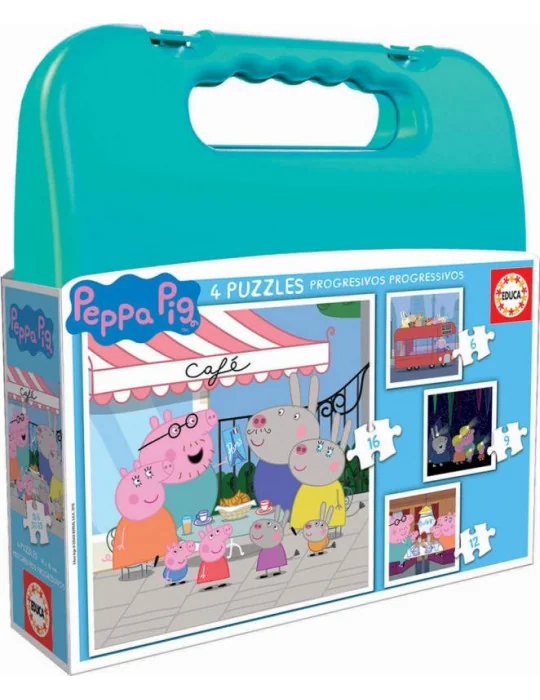 Educa Puzzle v kufríku Peppa Pig 6 x 9 x 12 x 16 ks