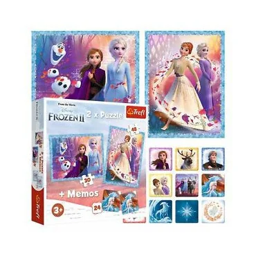 Trefl 90814 Puzzle Frozen - Ľadové kráľovstvo 2x puzzle + memo
