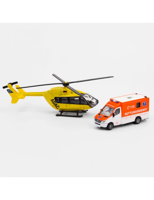 Siku Super 1850 záchranársky servis sanitka a vrtuľník 1:87