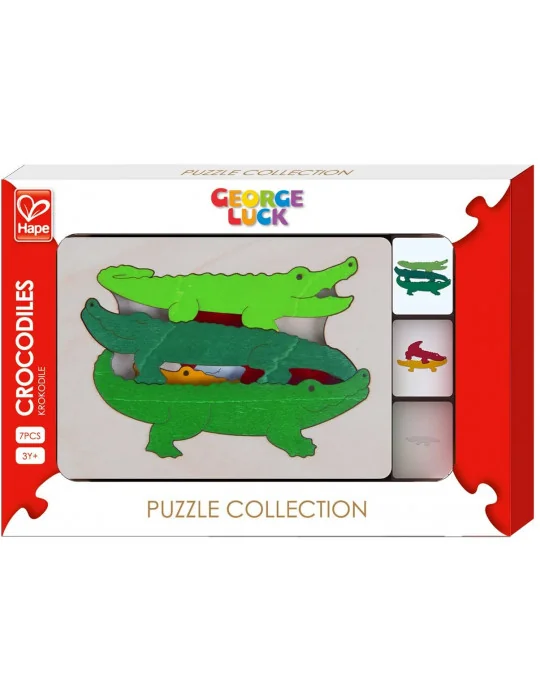 Hape E6508 Drevené puzzle Krokodíly 