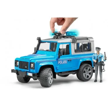 Bruder 02597 policajné auto Land Rover Defender s policajtom