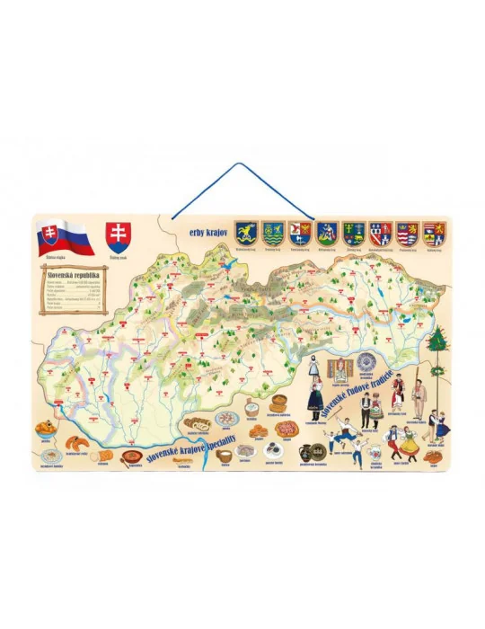 Woody 91233 Magnetická mapa Slovenska s obrázkami a spoločenská hra 3v1