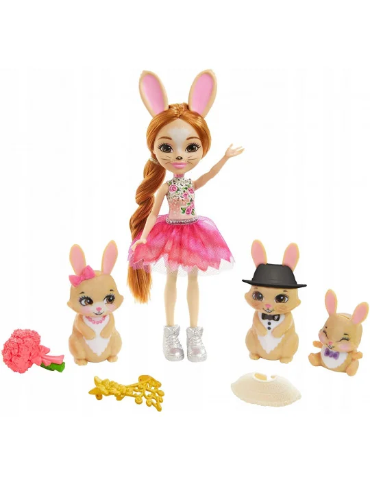 Mattel GJX43-GYJ08 Enchantimals Royal Rodinka Zajačia bábika Brystal Bunny s králikmi
