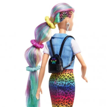 Mattel GRN81 Barbie® Leopardia bábika s dúhovými vlasmi a doplnkami