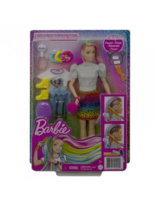 Mattel GRN81 Barbie® Leopardia bábika s dúhovými vlasmi a doplnkami