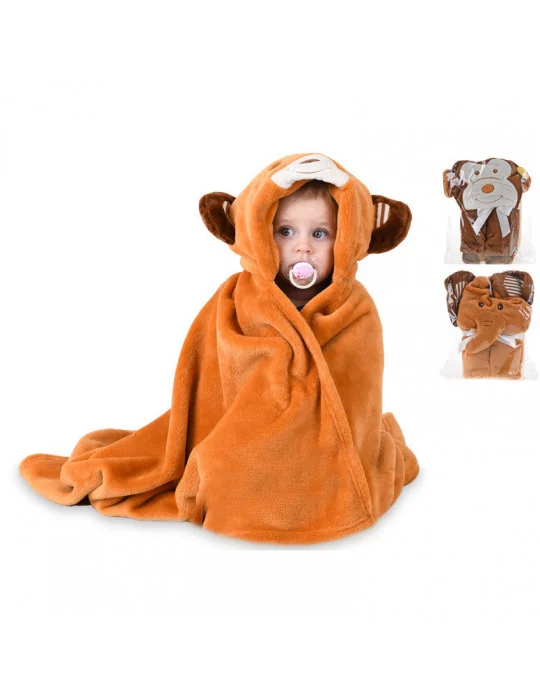 Plyšová detská deka zvieratko s kapucňou 100x75cm 3 druhy