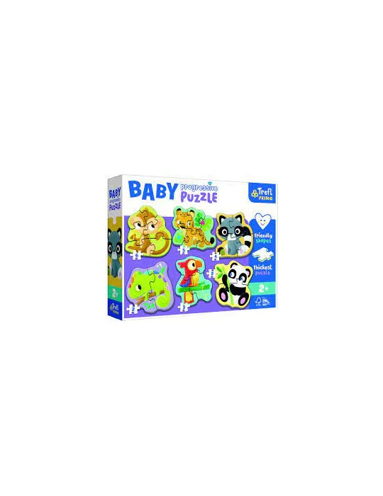 Trefl 44005 Baby Progressive Puzzle 6v1 Divoké zvieratká
