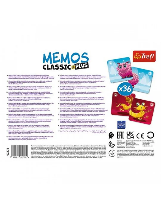 Trefl 02273 Memo Classic Plus - pexeso príšerky 36 ks 