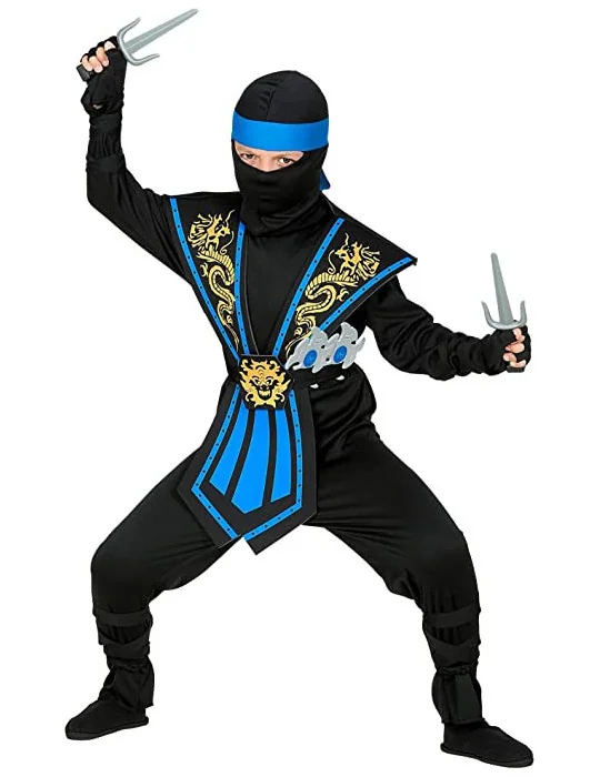 Widmann 38658 - Kostým modrý ninja s drakom 158 L