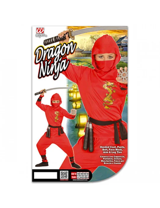 Widmann 01336 - Kostým Ninja červený 128 S