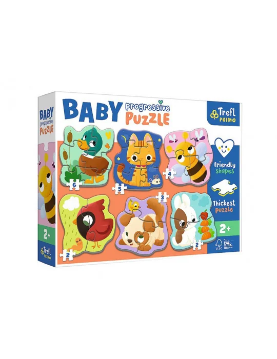 Trefl 44003 Baby Progressive Puzzle 6v1 Zvieratká