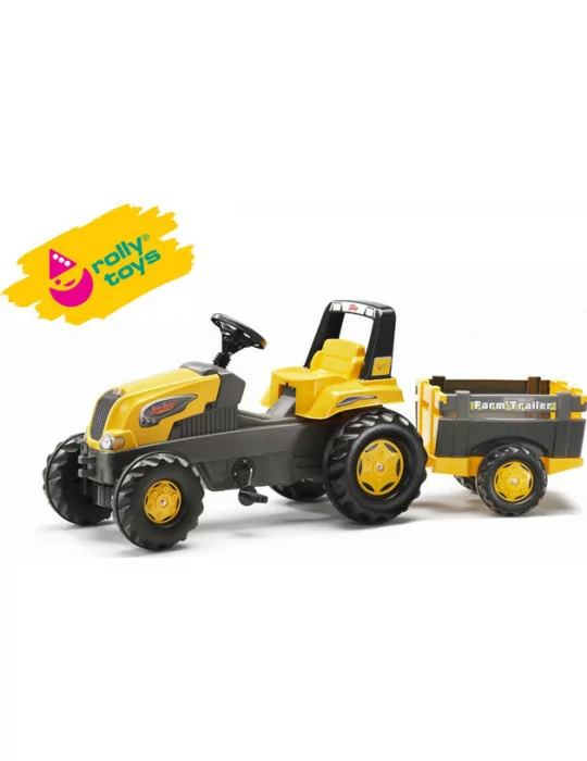 Šliapací traktor Rolly Junior s Farm vlečkou - žltý 
