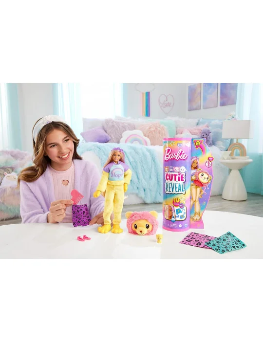 Mattel HKR02 Barbie Cutie reveal barbie bábika pastelová edícia Lev