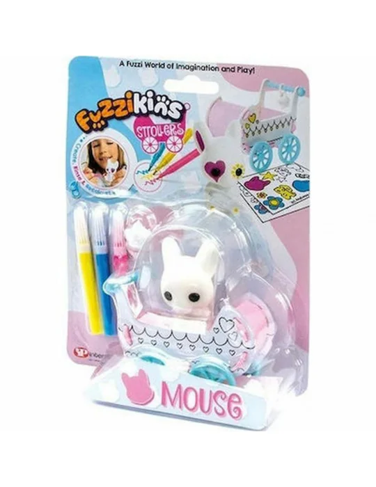 Playmonster Fuzzikins malá myška s kočíkom hracia sada