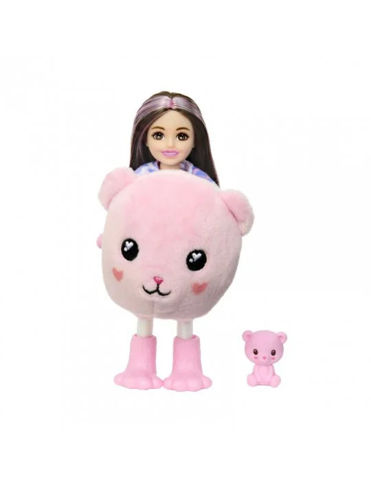 Mattel HKR17 Barbie Cutie reveal Chelsea bábika pastelová edícia Ružový macík