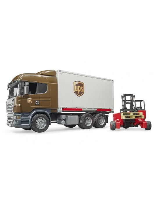 Bruder 03581 nákladné auto Scania-R UPS s vysokozdvižným vozíkom