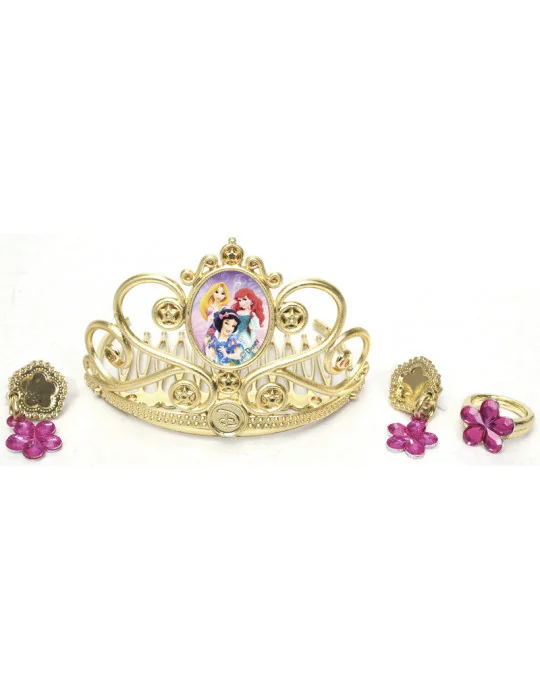Zlatá korunka a šperky pre princeznú s motívom Disney princezien