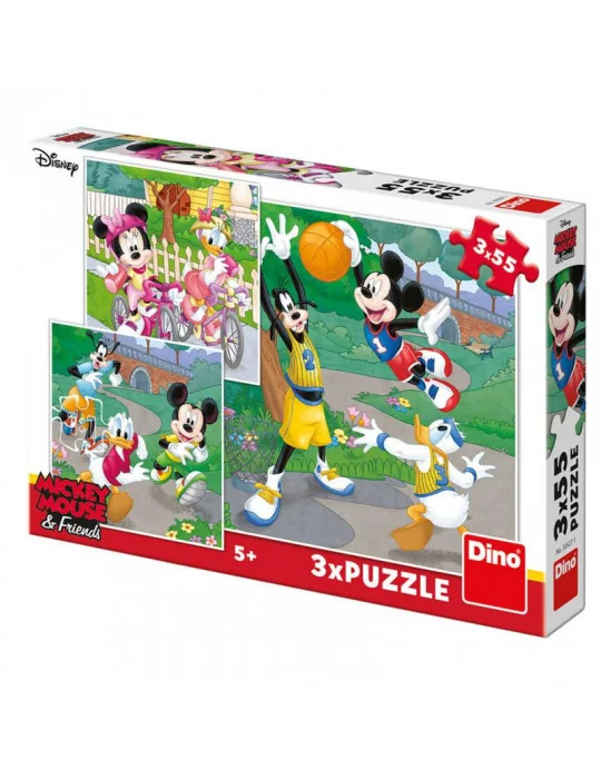 Dino 335271 Puzzle Mickey športovci 3 x 55 dielov