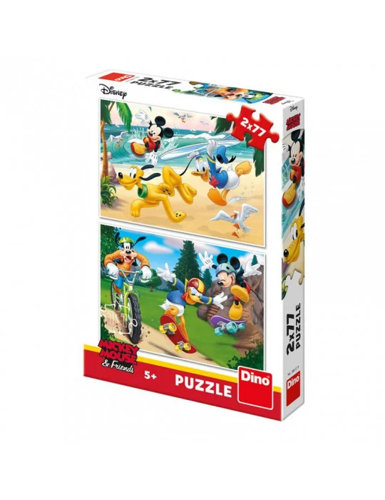 Dino 386129 Puzzle WD Mickey športuje 2 x 77 dielikov