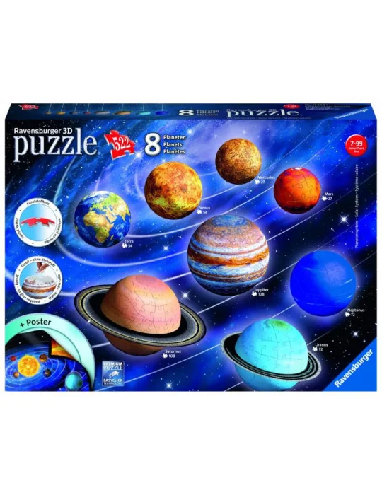 Ravensburger 3D 11668 - Puzzle Planetárna sústava 522 dielikov