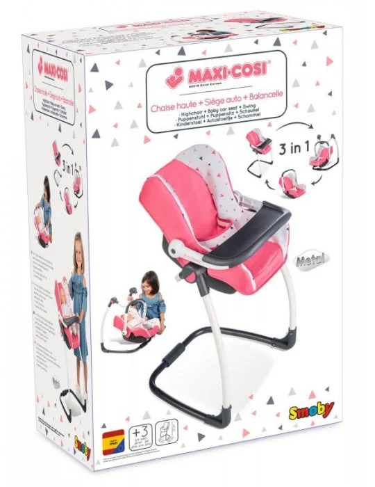 Smoby 240230 3 v 1 Autosedačka a stolička Maxi-Cosi pre bábiky 