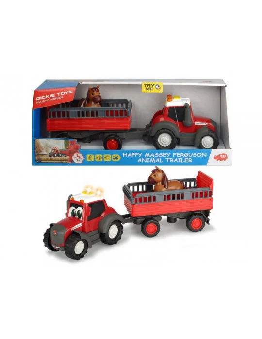 Dickie 203815005 Traktor Happy Massey Ferguson s prívesom 30 cm